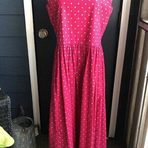 Laura Ashley Sleeveless Boatneck Dress US 12 Cotton Pink With Pockets